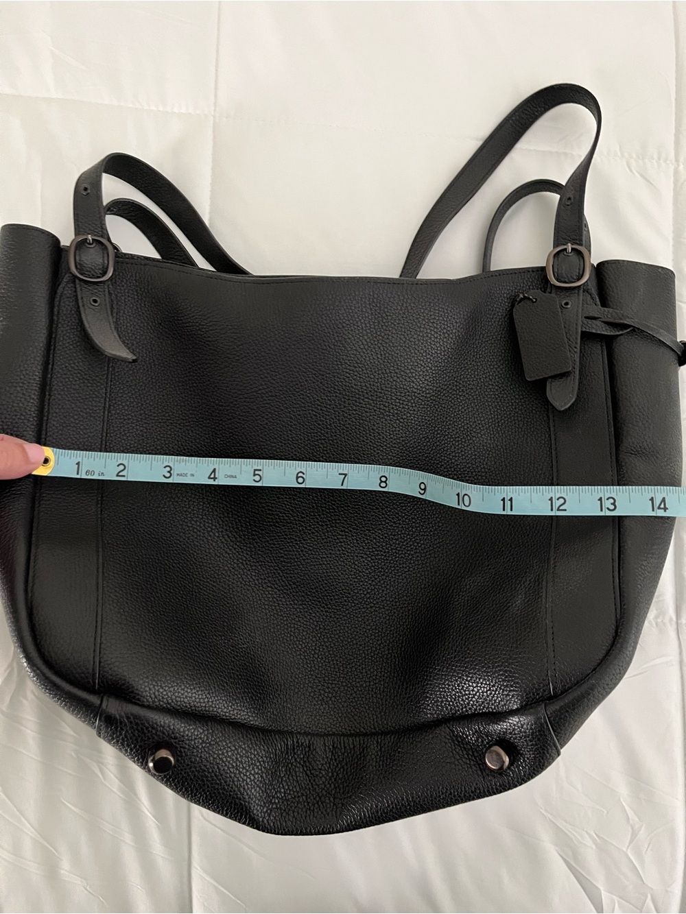 COACH Black Leather Shoulder Bag - Women's Classic Tote - Picture 6 of 8